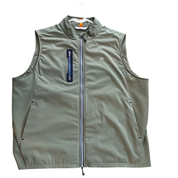 Peter Millar Crown Sport Mens XXL Sage Green Full Zip Performance Golf Vest